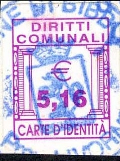 Marca da Bollo del Comune di BIBBONA su Carta Bianca di dimensioni 16 x 20,5 mm