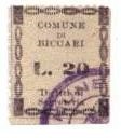 Marca da Bollo del Comune di BICCARI su Carta Bianca Sottile di dimensioni 22 x 26,5 mm