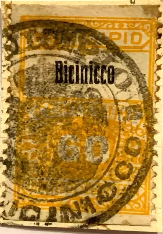 Marca da Bollo del Comune di BICINICCO su Carta Bianca di dimensioni 21 x 29 mm
