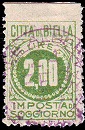Marca da Bollo del Comune di BIELLA su Carta Bianca di dimensioni 17 x 26 mm