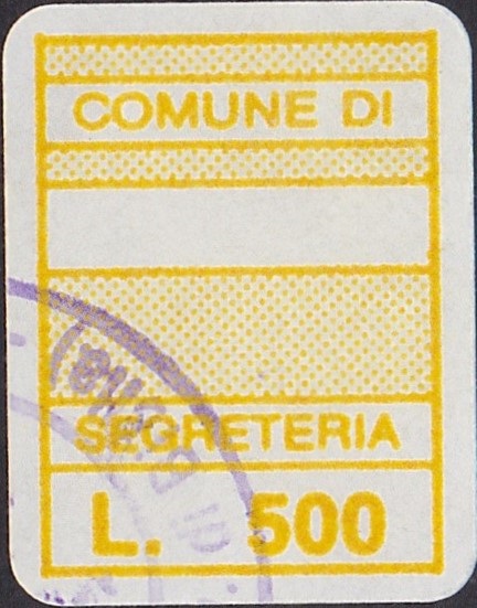 Marca da Bollo del Comune di BIELLA su Carta Bianca di dimensioni 15 x 20 mm