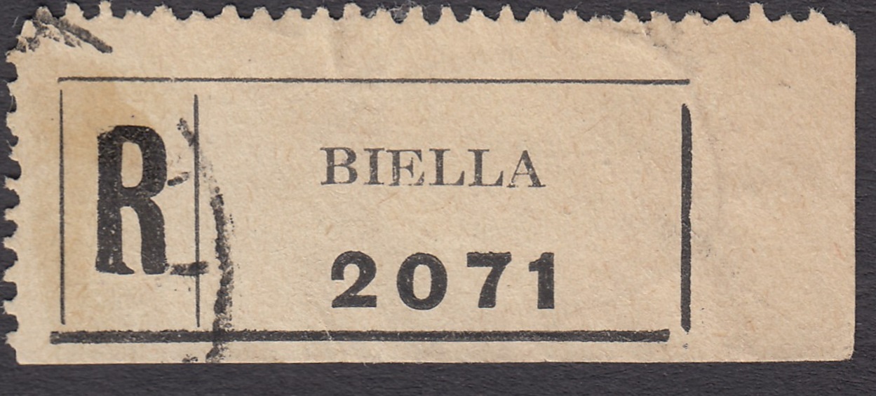 Marca da Bollo del Comune di BIELLA su Carta Bianca di dimensioni 35 x 14 mm