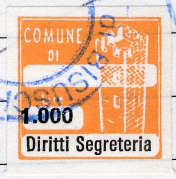 Marca da Bollo del Comune di BISUSCHIO su Carta Bianca di dimensioni 20 x 20 mm
