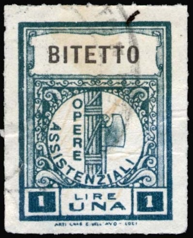 Marca da Bollo del Comune di BITETTO su Carta Bianca di dimensioni 21,5 x 29,5 mm