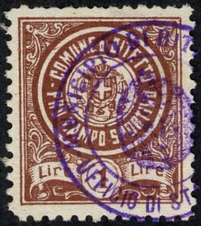 Marca da Bollo del Comune di BITETTO su Carta Bianca di dimensioni 25 x 28 mm