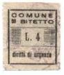 Marca da Bollo del Comune di BITETTO su Carta Bianca di dimensioni 19 x 22 mm