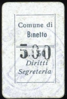 Marca da Bollo del Comune di BITETTO su Carta Bianca di dimensioni mm
