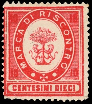 Marca da Bollo del Comune di BITONTO su Carta Bianca Sottile di dimensioni 22 x 26 mm
