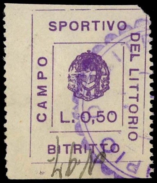 Marca da Bollo del Comune di BITRITTO su Carta Bianca di dimensioni mm