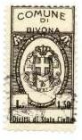 Marca da Bollo del Comune di BIVONA su Carta Bianca di dimensioni 17,5 x 33 mm