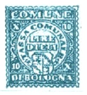 Marca da Bollo del Comune di BOLOGNA su Carta Bianca di dimensioni 25 x 28 mm