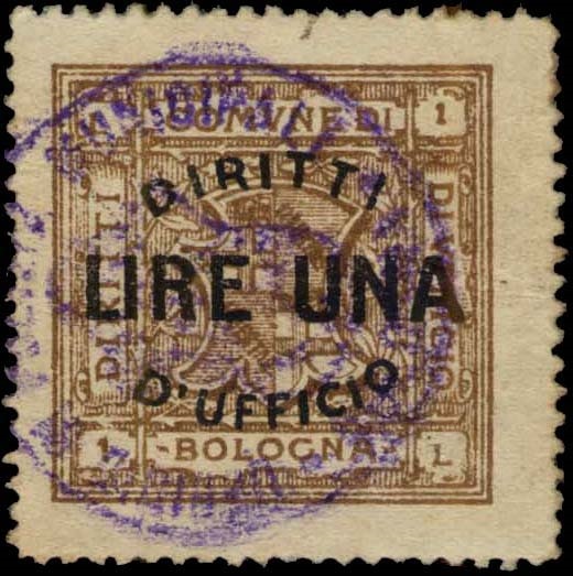 Marca da Bollo del Comune di BOLOGNA su Carta Bianca di dimensioni 28 x 28 mm