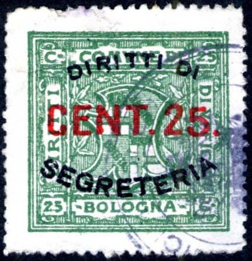 Marca da Bollo del Comune di BOLOGNA su Carta Bianca di dimensioni 28 x 28 mm