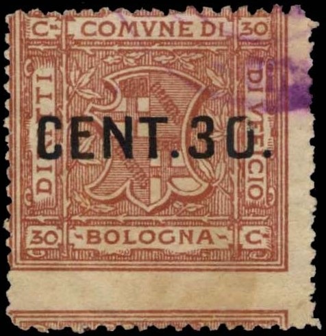 Marca da Bollo del Comune di BOLOGNA su Carta Bianca di dimensioni 28 x 28 mm