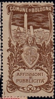 Marca da Bollo del Comune di BOLOGNA su Carta Bianca di dimensioni 22 x 47 mm