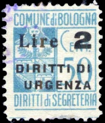 Marca da Bollo del Comune di BOLOGNA su Carta Bianca di dimensioni 15,5 x 23 mm