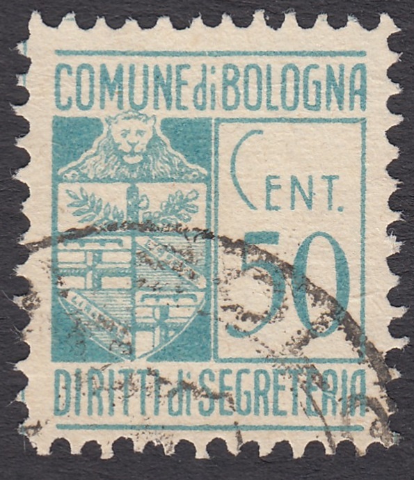 Marca da Bollo del Comune di BOLOGNA su Carta Bianca di dimensioni 18,5 x 23 mm