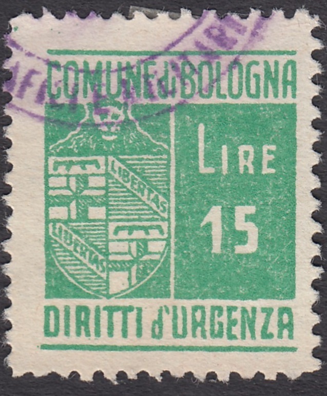 Marca da Bollo del Comune di BOLOGNA su Carta Bianca di dimensioni 19 x 22,5 mm