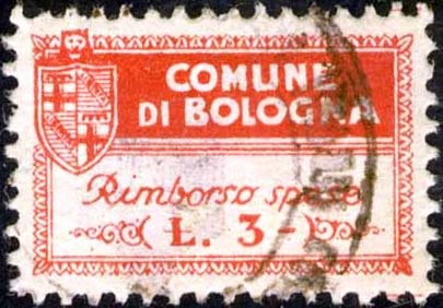 Marca da Bollo del Comune di BOLOGNA su Carta Bianca di dimensioni 24 x 15 mm