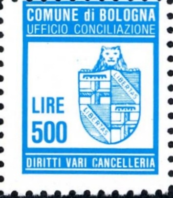 Marca da Bollo del Comune di BOLOGNA su Carta Bianca di dimensioni 19 x 23 mm