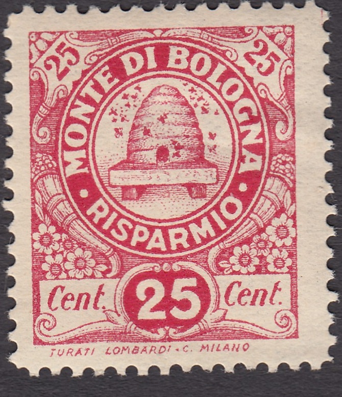 Marca da Bollo del Comune di BOLOGNA su Carta Bianca di dimensioni 22 x 27 mm