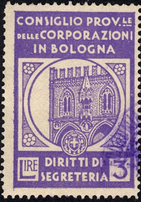 Marca da Bollo del Comune di BOLOGNA su Carta Bianca di dimensioni 27 x 40 mm