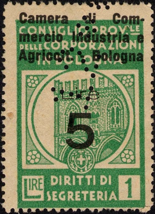 Marca da Bollo del Comune di BOLOGNA su Carta Bianca di dimensioni 27 x 40 mm