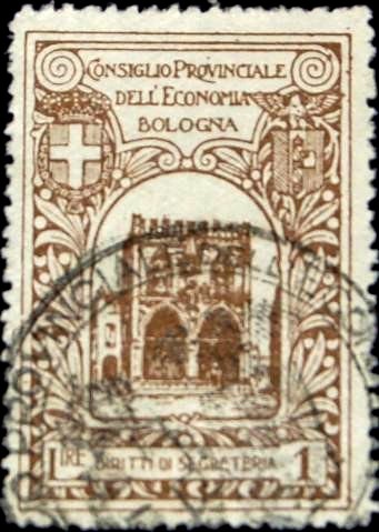 Marca da Bollo del Comune di BOLOGNA su Carta Bianca di dimensioni 27 x 39,5 mm