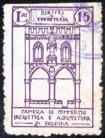 Marca da Bollo del Comune di BOLOGNA su Carta Bianca di dimensioni 20,5 x 30 mm