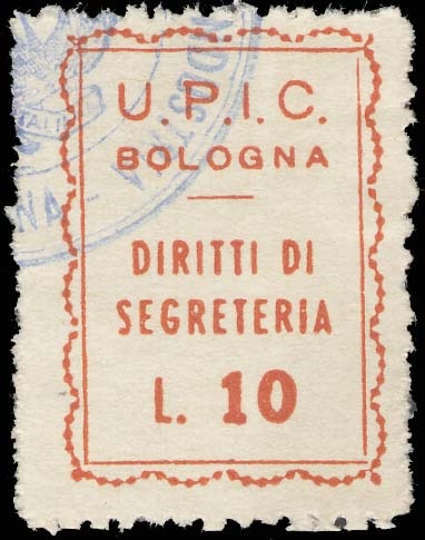 Marca da Bollo del Comune di BOLOGNA su Carta Bianca Sottile di dimensioni 20 x 29 mm