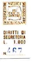 Marca da Bollo del Comune di BOLOGNA su Carta Bianca di dimensioni 14 x 33 mm
