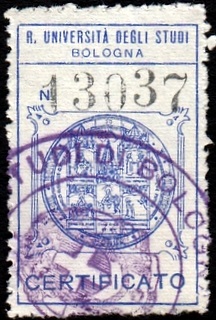 Marca da Bollo del Comune di BOLOGNA su Carta Bianca di dimensioni 23 x 36 mm