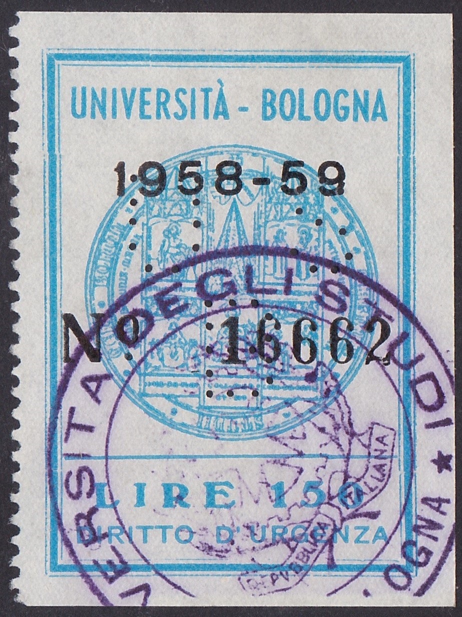 Marca da Bollo del Comune di BOLOGNA su Carta Bianca Sottile di dimensioni 31 x 45 mm