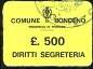 Marca da Bollo del Comune di BONDENO su Carta Colorata di dimensioni 25 x 17 mm