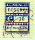 Marca da Bollo del Comune di BONORVA su Carta Bianca di dimensioni 17,5 x 22 mm