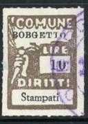 Marca da Bollo del Comune di BORGETTO su Carta Bianca Sottile di dimensioni 18,5 x 26 mm