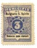 Marca da Bollo del Comune di BORGHETTO SANTO SPIRITO su Carta Bianca di dimensioni 22,5 x 29 mm