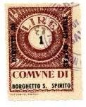 Marca da Bollo del Comune di BORGHETTO SANTO SPIRITO su Carta Bianca di dimensioni 22 x 30 mm