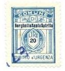 Marca da Bollo del Comune di BORGHETTO SANTO SPIRITO su Carta Bianca di dimensioni 21 x 27,5 mm