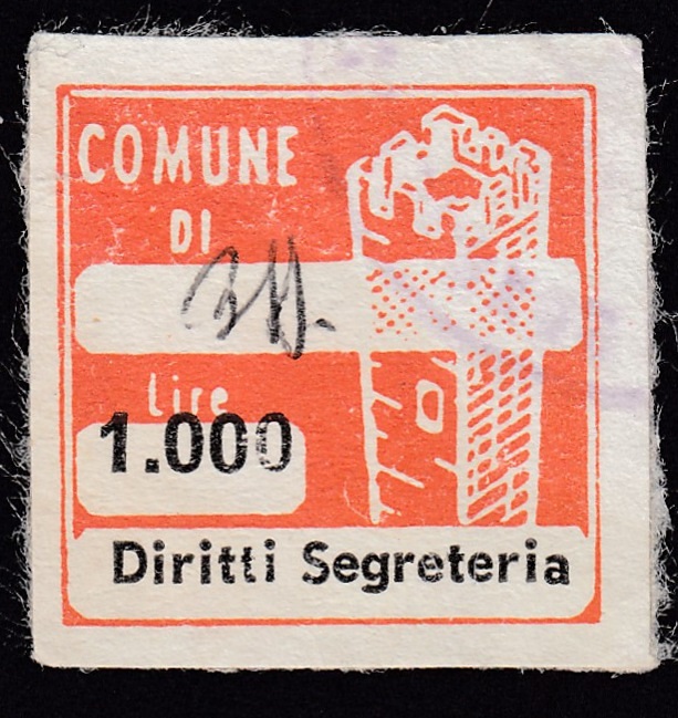 Marca da Bollo del Comune di BORGHETTO SANTO SPIRITO su Carta Bianca di dimensioni 20 x 20 mm