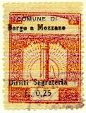 Marca da Bollo del Comune di BORGO A MOZZANO su Carta Bianca di dimensioni 23,5 x 29,5 mm