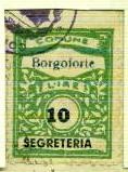 Marca da Bollo del Comune di BORGOFORTE su Carta Bianca di dimensioni 23 x 29 mm