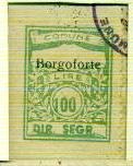 Marca da Bollo del Comune di BORGOFORTE su Carta Bianca di dimensioni 20 x 26 mm