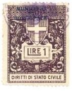 Marca da Bollo del Comune di BORGO PACE su Carta Bianca di dimensioni 28 x 37 mm