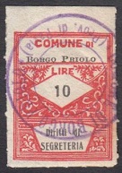 Marca da Bollo del Comune di BORGO PRIOLO su Carta Bianca Sottile di dimensioni 22 x 28 mm