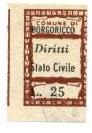 Marca da Bollo del Comune di BORGORICCO su Carta Bianca di dimensioni 16 x 24 mm