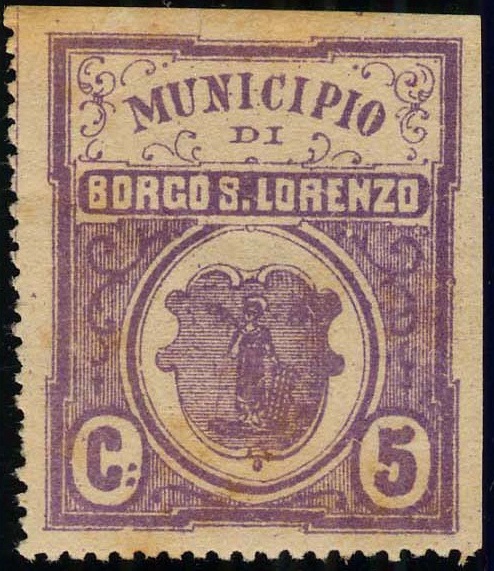 Marca da Bollo del Comune di BORGO SAN LORENZO su Carta Bianca di dimensioni 29 x 35 mm