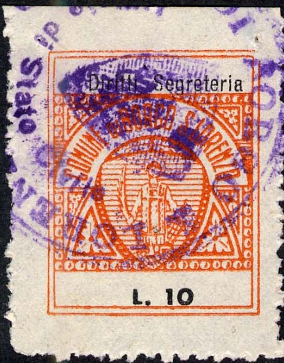 Marca da Bollo del Comune di BORGO SAN LORENZO su Carta Bianca di dimensioni 21,5 x 27 mm