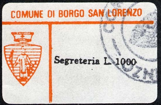 Marca da Bollo del Comune di BORGO SAN LORENZO su Carta Bianca di dimensioni mm
