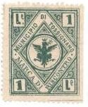 Marca da Bollo del Comune di BORGO TOSSIGNANO su Carta Bianca di dimensioni 24,5 x 31 mm